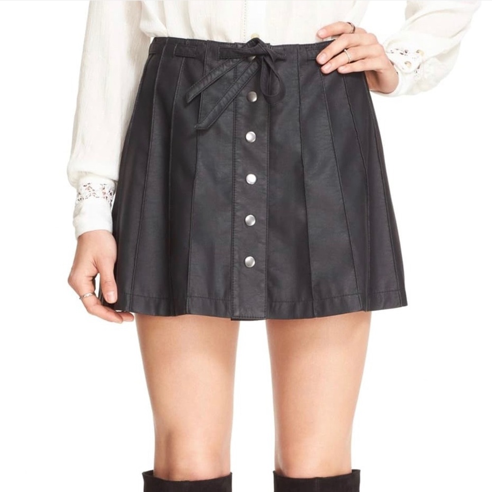 Free People Leather Mini Skirt